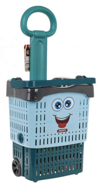 Blue Shopping Cart with Accessories for Kids