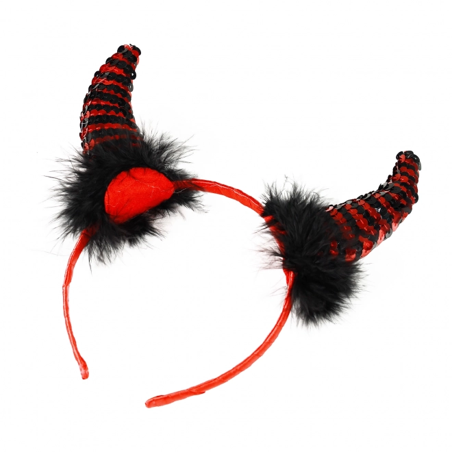 Sparkling Devil Horns with Sequins and Feathers