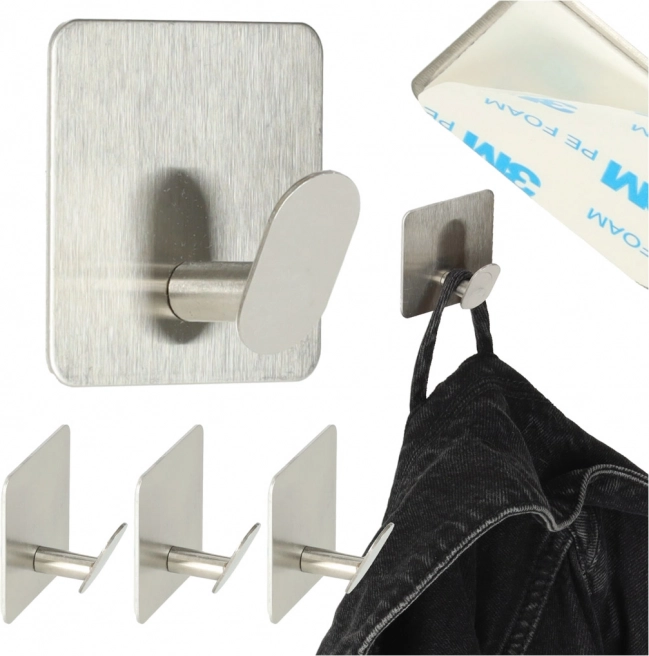 Set of 4 Self-Adhesive Metal Wall Hooks