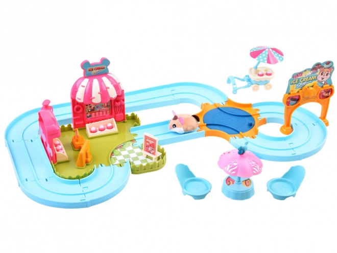 Interactive Hamster Track Ice Cream Parlor Playset