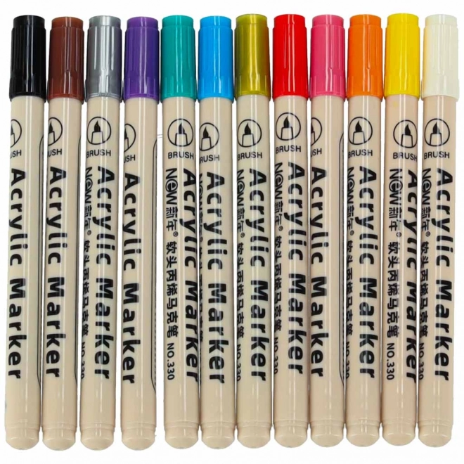 Waterproof Acrylic Markers for Fabric and Stones - Set of 12