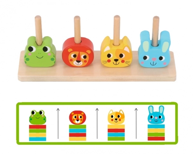 2kids wooden stacking animal friends toy