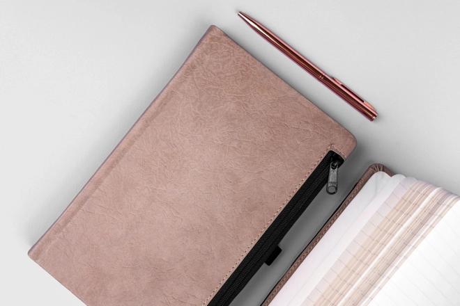 Luxury Notique Lined Notebook with Zipper Pocket