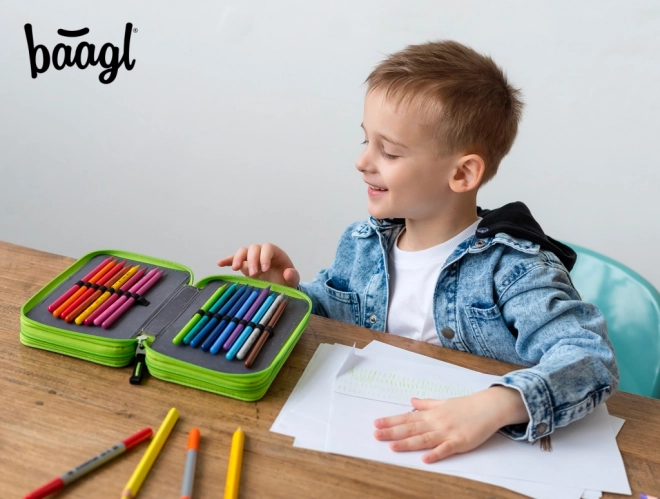 School Pencil Case Three-Tier Futbol Player