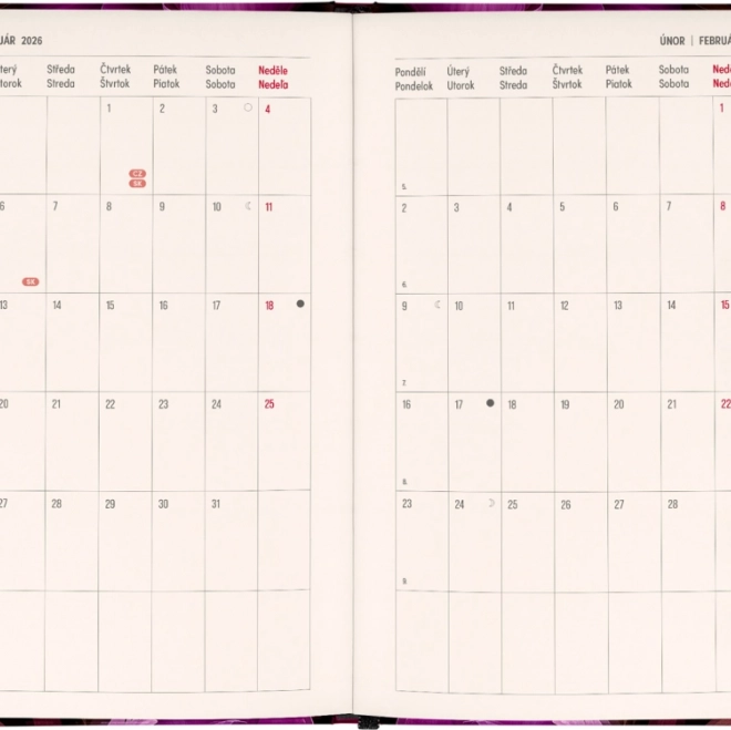 Notique Diary and Notebook Purple Flowers 2026