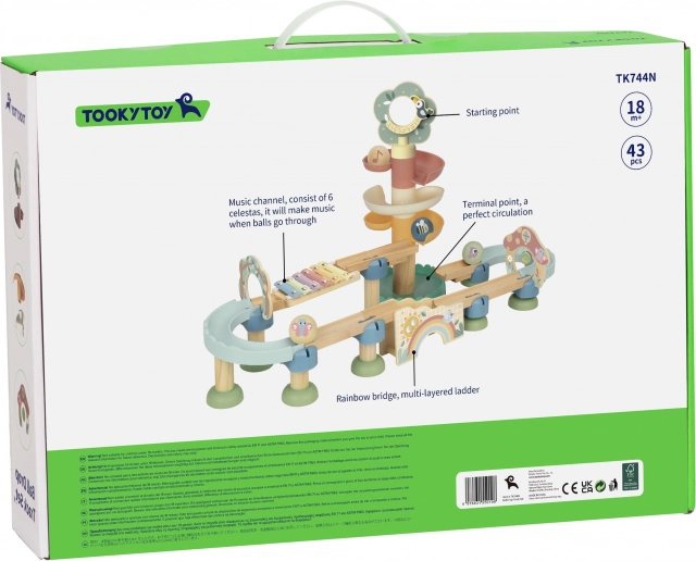 Dřevěná kuličková dráha s Xylofonem Tooky Toy 44 ks