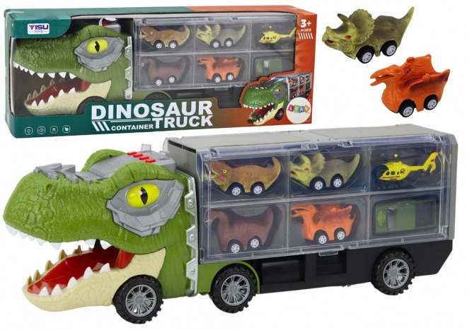 Dinosaur Transport Truck with Die-cast Cars - Green