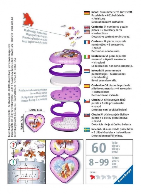 3D Puzzle Heart Box with Horse Design