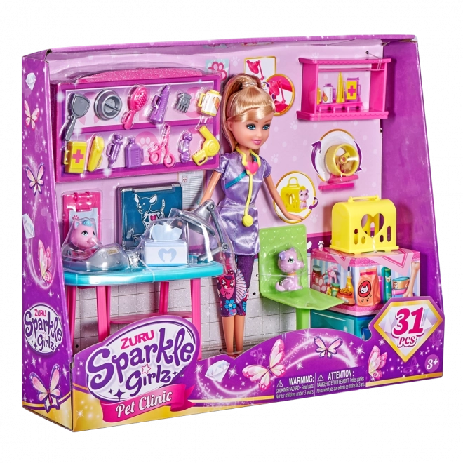 sparkle girlz vet clinic doll set