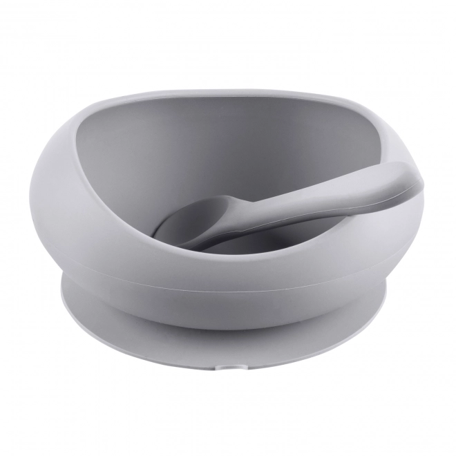 Silicone Bowl with Raised Edges and Suction - Dove Grey