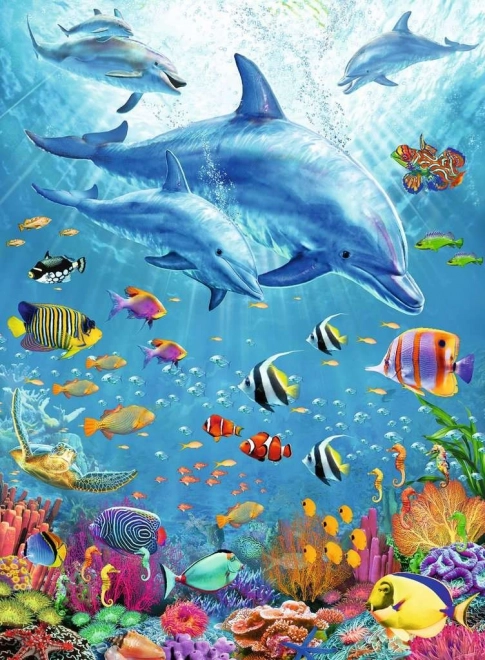 Puzzle Ravensburger Tra i delfini XXL 100 pezzi