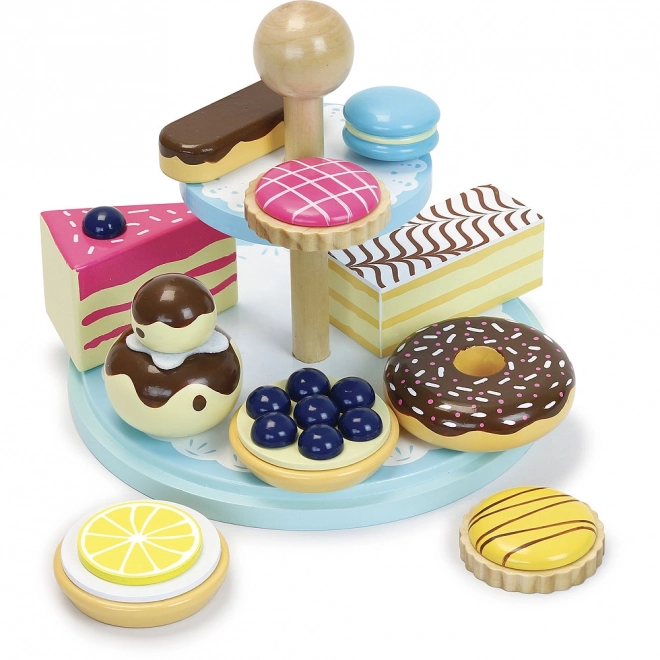 Wooden Tiered Serving Tray with Desserts