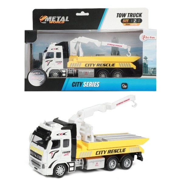 Tow Truck Toy with Pull-Back Action