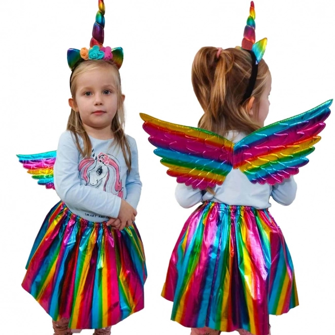 Unicorn Costume with Skirt and Headband Multicolor