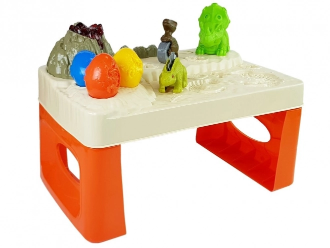 Dinosaur Play Dough Table with Glowing Lava Volcano