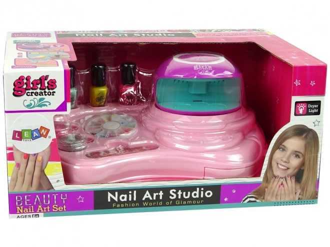 Nail Art Set with Lamp and Stickers for Kids