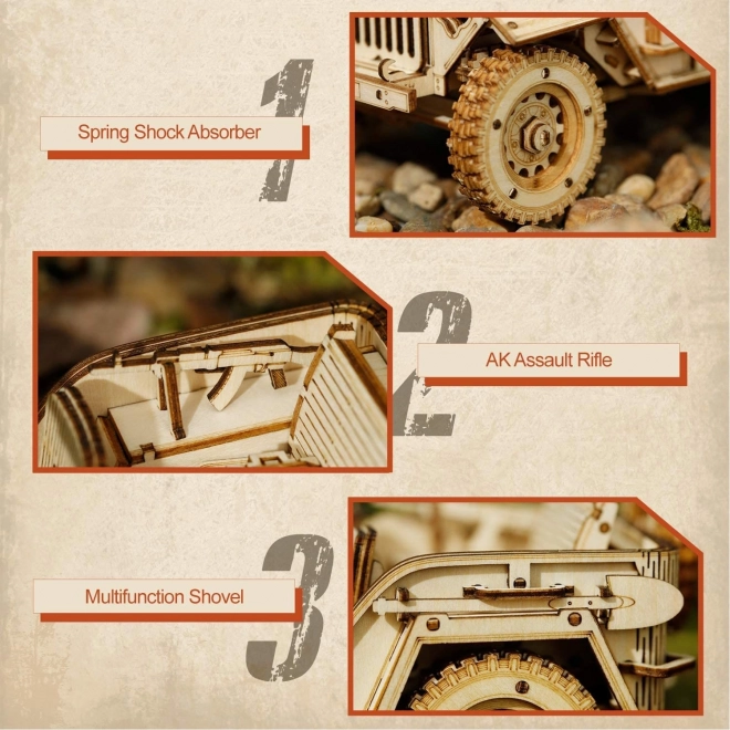 Wooden Model Military Jeep Puzzle