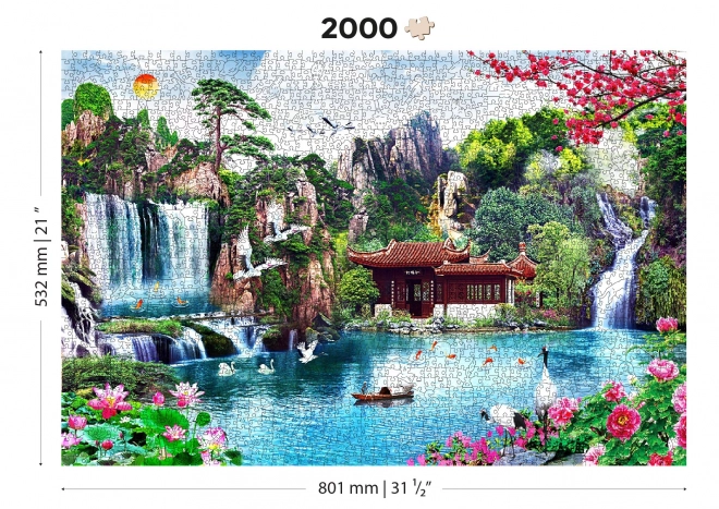 Wooden Puzzle Waterfalls in Japanese Garden 2-in-1