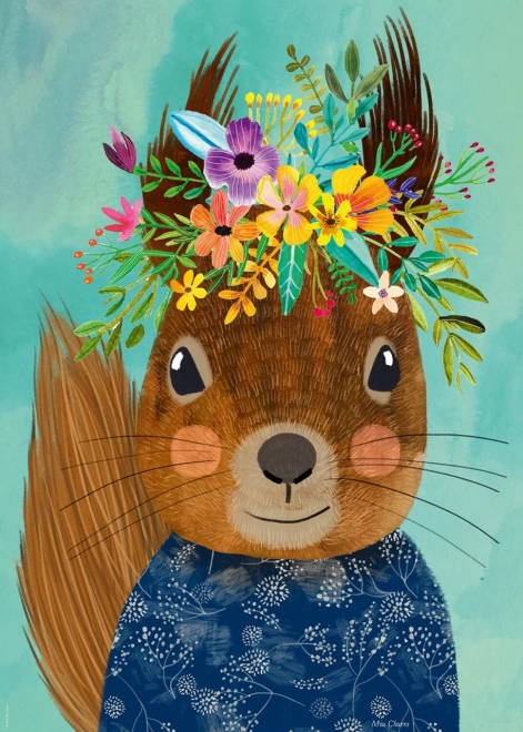 Floral friends puzzle with squirrel by Mia Charro