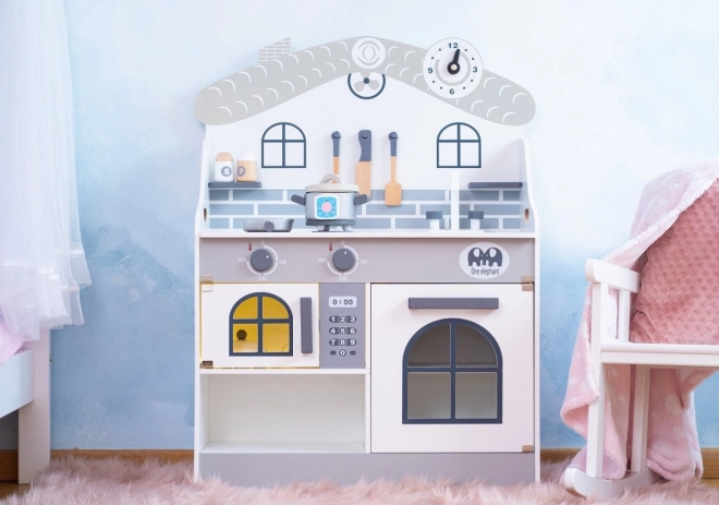 Wooden Play Kitchen with Light and Accessories