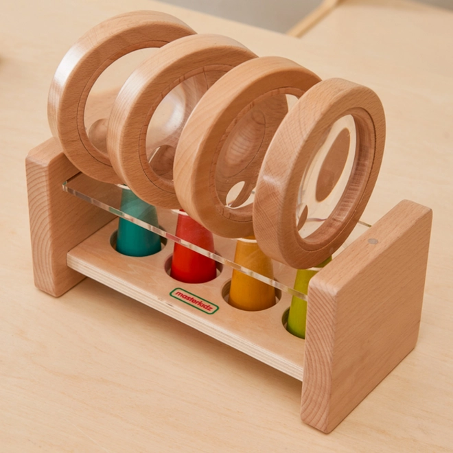 Lente d'ingrandimento in legno con supporto