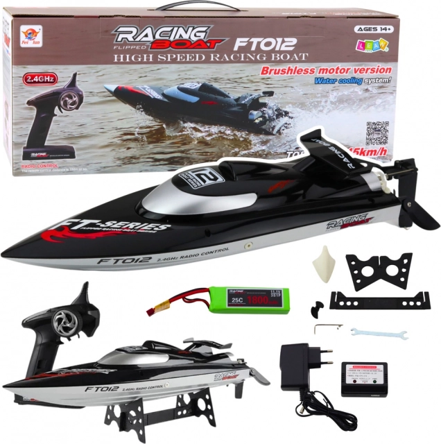 Barca RC da corsa FT012 nera, max 50 km/h