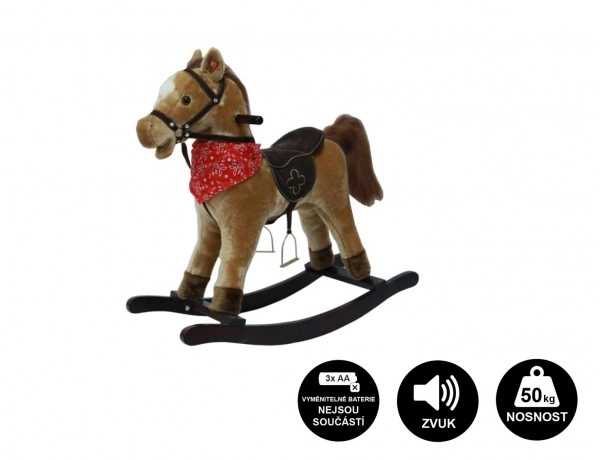 Plush Rocking Horse with Sound and Motion – White and black