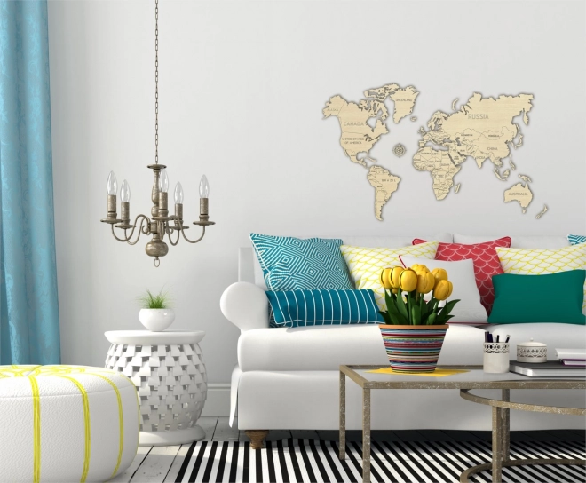 Wooden World Map WOODEN CITY Large