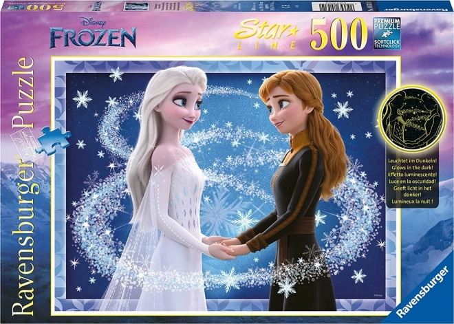 Ravensburger Glowing Puzzle Frozen: Sisters Anna and Elsa 500 Pieces