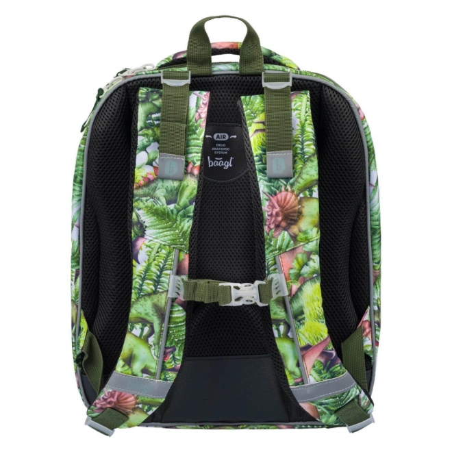 Baagl 3 Piece Set - Shelly Dinosaurs Backpack, Pencil Case, and Bag