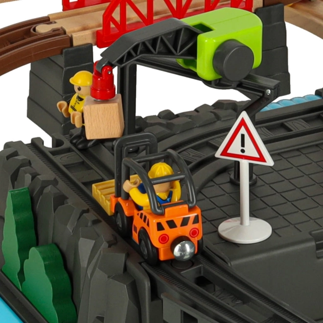 Construction Play Set with Train and Track - 55 Pieces