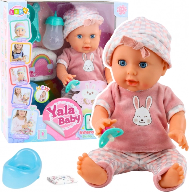 Bambola Bebè Pipì Rosa con Accessori e Suoni 35 cm