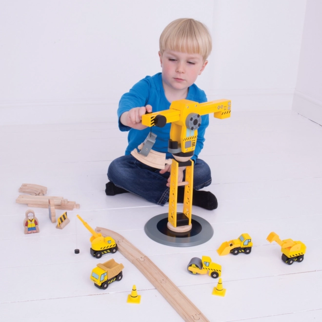 Bigjigs Rail Crane and Construction Vehicles Set