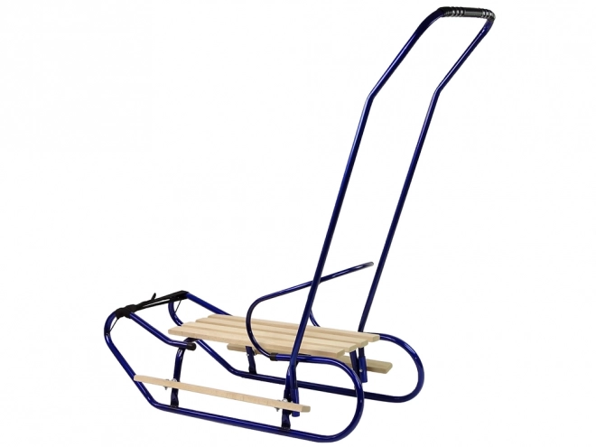 Blue Metal Sled with Push Handle