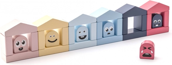 Cubika Pastel Color Houses – Wooden Building Set, 30 Pieces