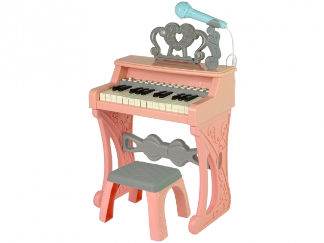 Electric Pink Keyboard with Chair for Kids