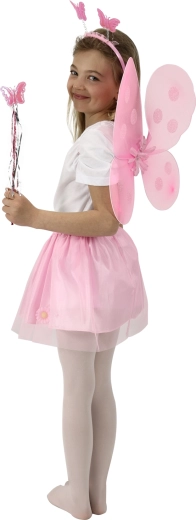 Puhán fodros rózsaszín tüllszoknya és pillangószárnyak
