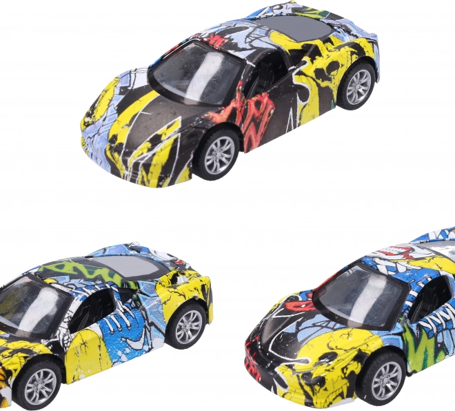 Auto met graffiti metaal 9 cm