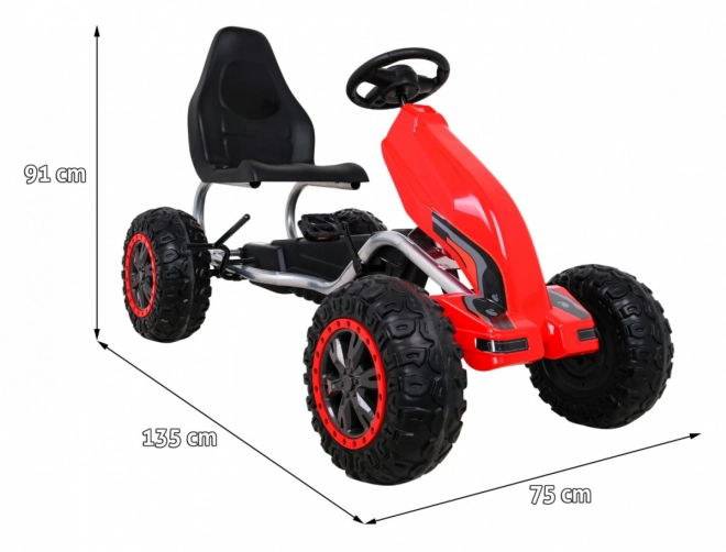 Large Pedal Go-Kart Strong for Children Red + 100 kg Load + EVA Wheels + Hand Brake + Sport Seat