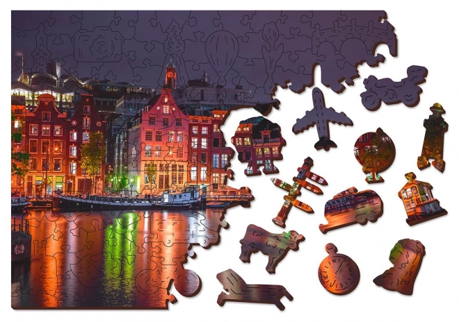 Wooden Puzzle Night Amsterdam