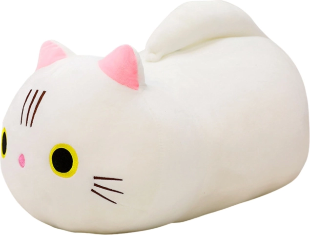 Giocattolo di peluche Gatto con lunga coda bianca 40 cm