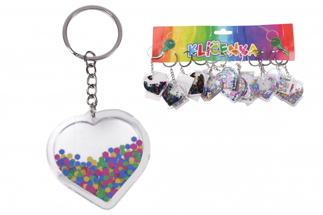 Acrylic Glitter Heart Keychain