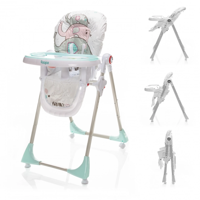 Children's High Chair Monti with Elephant Herd Design