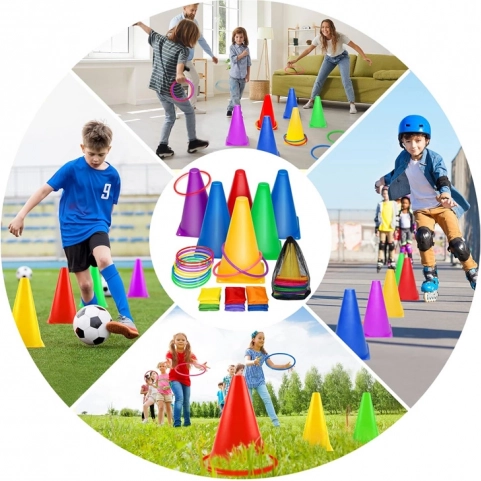 Play Set Cones, Hoops and Bags for Children