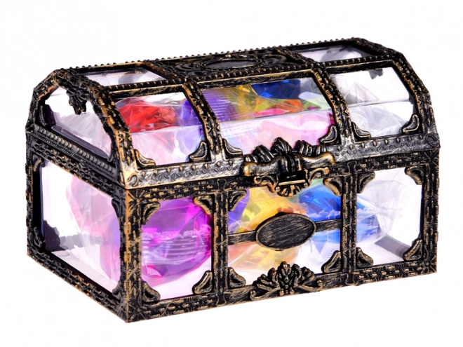 Treasure Chest with Colorful Crystals