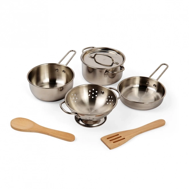 Bigjigs Toys Cookware Set with Stand 8 Pieces