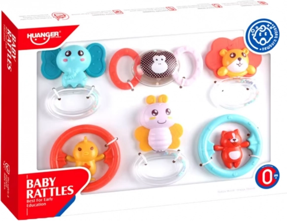Set of Rattles and Teethers for Babies Animals 6 pcs