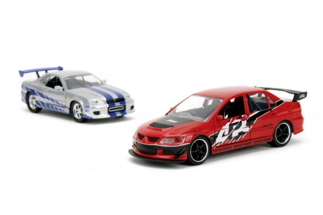 Fast and Furious Twin Pack 2006 Mitsubishi Lancer Evo IX & Brian's 2002 Nissan Skyline GTR R34