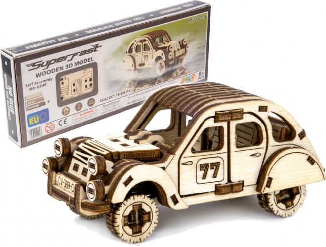 Wooden 3D Rally Car Model