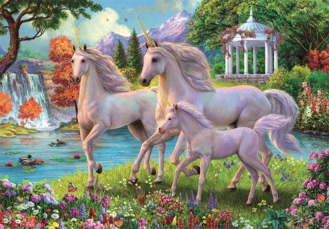 Puzzel Eenhoorns bij de waterval 180 stukjes